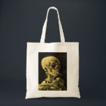 Bolsa Tote Crânio com cigarro queimado por Vincent van Gogh<br><div class="desc">Crânio com Cigarro queimado por Vincent van Gogh é um apos impressionismo de arte de vintage que ainda pinta a vida. Um retrato do esqueleto humano fumando. Imagem do excelente a utilizar em produtos anti-tabagismo. Fumar matares 1.000 a cada ano, ajudar alguém a parar de fumar hoje. Imagem de excelente...</div>