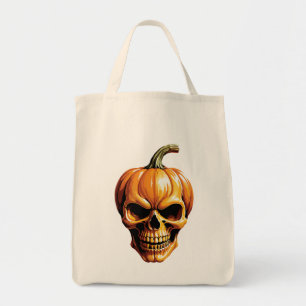 Bolsa Tote Crânio de Abóbora Flamejante para o Halloween