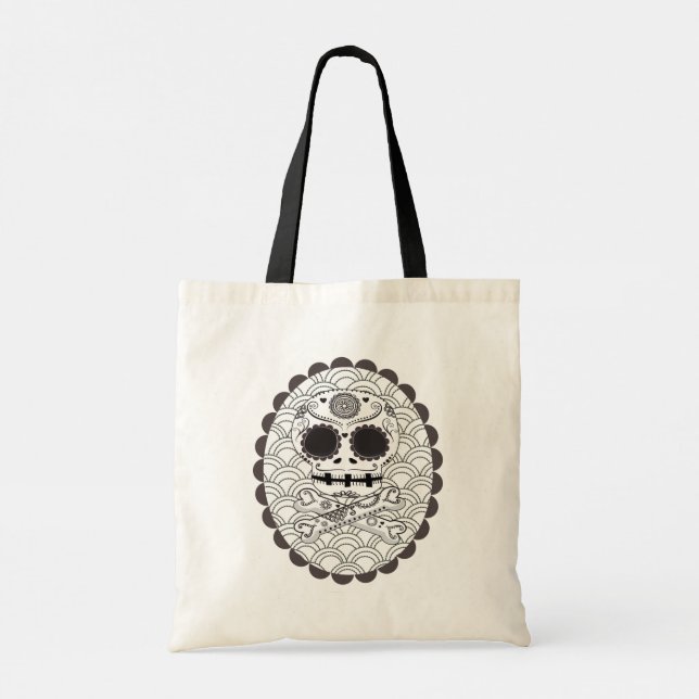 Bolsa Tote Crânio de Açúcar em Crossbones Livro Pirata Compra (Verso)