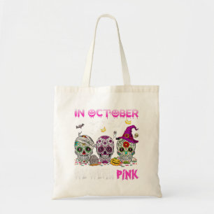 Bolsa Tote Crânio De Açúcar Em Outubro Vestimos Cancer Rosa