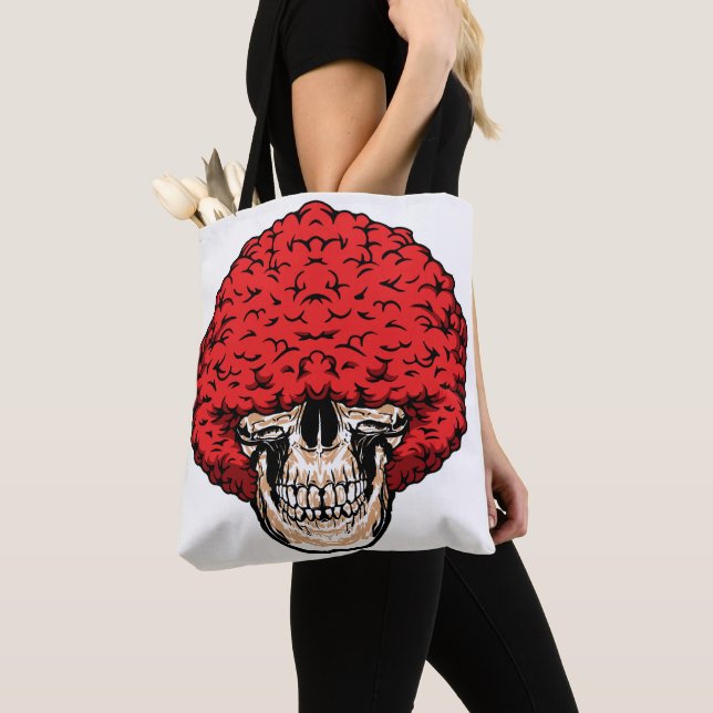 Bolsa Tote Crânio de Afro-Homem: Abundante Cabelo Vermelho Cu (Close Up)