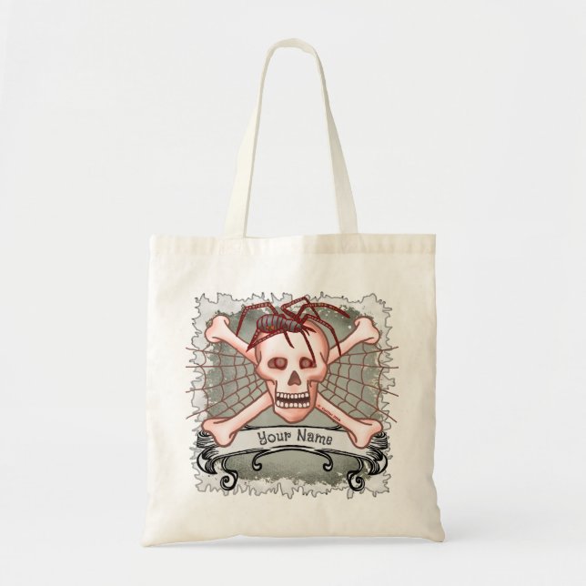 Bolsa tote crânio de aranha gótica (Frente)