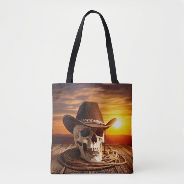 Bolsa Tote Crânio de Cowboy com Laço (Frente)