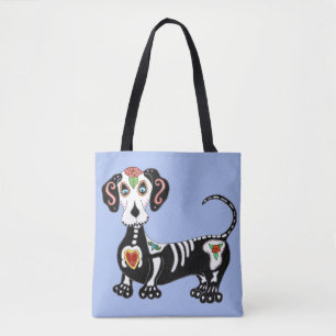 Bolsa Tote Crânio do açúcar do Dachshund