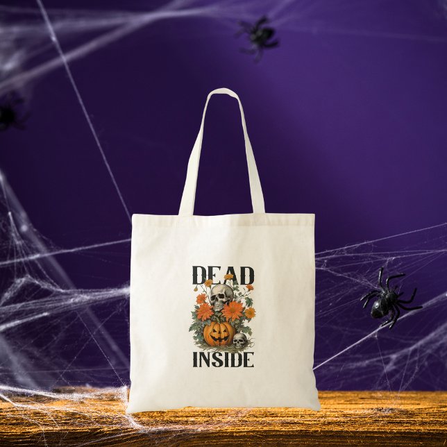Bolsa Tote Crânio e Abóbora Modernos no Halloween (Criador carregado)