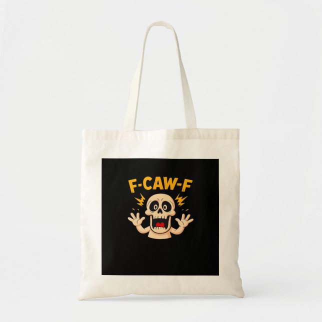 Bolsa Tote Crânio F-Caw-F de Halloween (Frente)