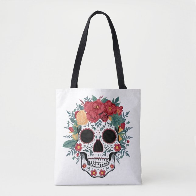 Bolsa Tote Crânio Floral (Frente)