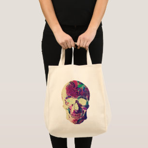 Bolsa Tote Crânio Neon Abstrato: Caos Vibrante