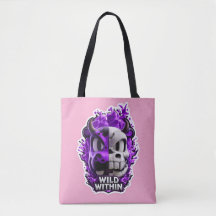 💀💜 Bolsa Tote Crânio Roxo Selvagem por Dentro 🔥