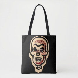 Bolsa Tote Crânio Rustic Orange Halloween | Realces Vermelhos
