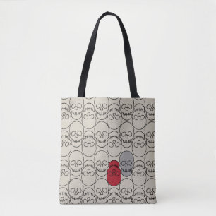 Bolsa Tote Crânios - Branco Osso e Preto Morto