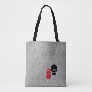 Bolsa Tote Crânios - Cinzas fantasma e branco ósseo