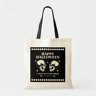 Bolsa Tote Crânios de Halloween Rindo Diversão e Medo