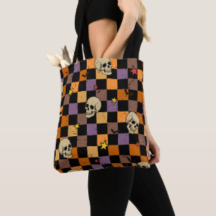 Bolsa Tote Cránios e morcegos de Halloween