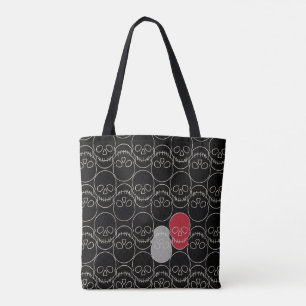 Bolsa Tote Crânios - Preto-Bato e Branco-Osso
