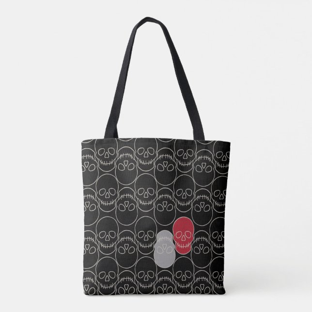 Bolsa Tote Crânios - Preto-Bato e Branco-Osso (Verso)