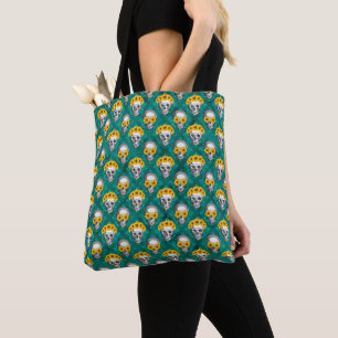 Bolsa Tote Crânios Turquesa e Design da Série Girassol 10