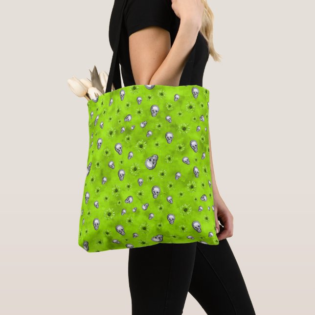 Bolsa Tote Crânios Verdes e Série Girassol Design 1 (Close Up)