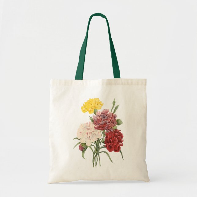 Bolsa Tote Cravos Antigos Dianthus Flores de Jardim Redoute (Frente)
