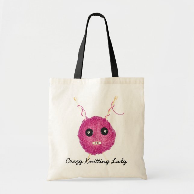 Bolsa Tote Crazy Knitting Lady (Frente)
