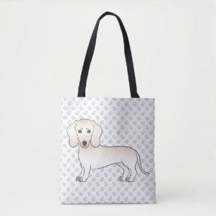 Bolsa Tote Cream Casaco Dachshund Cartoon Cão e patas