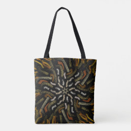 Bolsa Tote Creamy Golden Yellows Raked Pattern On Black