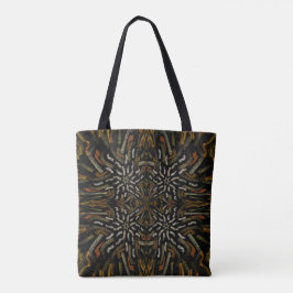 Bolsa Tote Creamy Golden Yellows Raked Pattern On Black