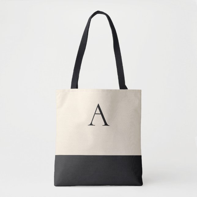 Bolsa Tote CREAMY WHITE e Black 1 - Letra Monograma (Frente)