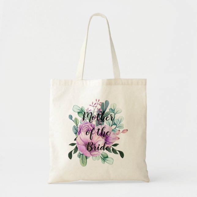 Bolsa Tote Create Own MOTHER of BRIDE GROOM Gift Named Floral (Frente)