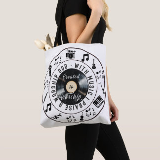 Bolsa Tote Created to Worship Record Player