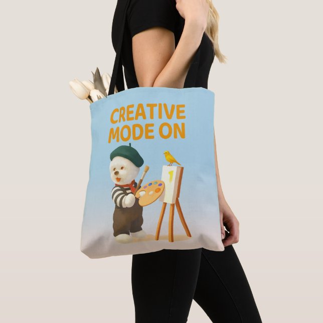 Bolsa Tote Creative Mode On: Painter Bichon Dog Artist Art (Close Up)