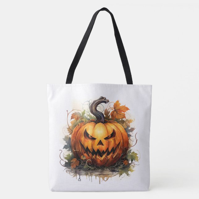 Bolsa Tote Creepy Jack-o-Lanterna (Frente)