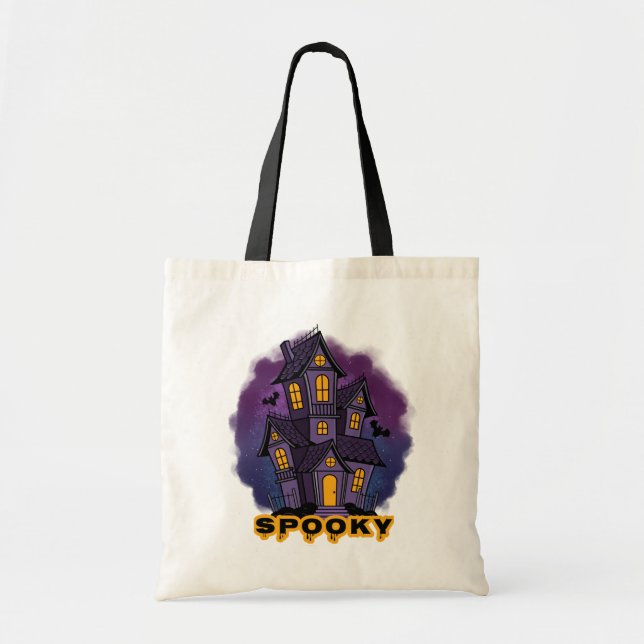 Bolsa Tote Creepy Purple Mansion Spooky Haunted House (Frente)