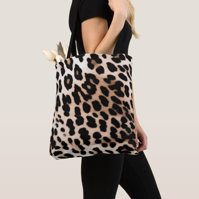 Bolsa Tote Creme Black Leopardo Print (Close Up)