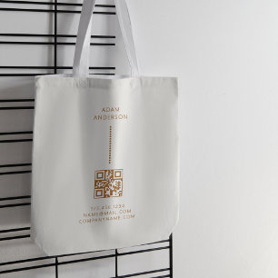 Bolsa Tote Creme de Código Qr Simples Minimalista de Pontos D