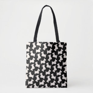 Bolsa Tote Creme e preto do teste padrão de Terrier do