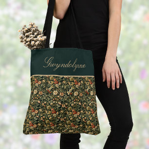 Bolsa Tote Creme Floral Verde William Morris Inspirado com No