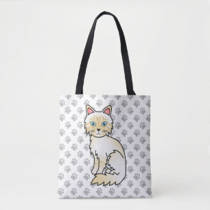 Bolsa Tote Creme Point Tabby Birman / Ragdoll Cute Cat & Paws