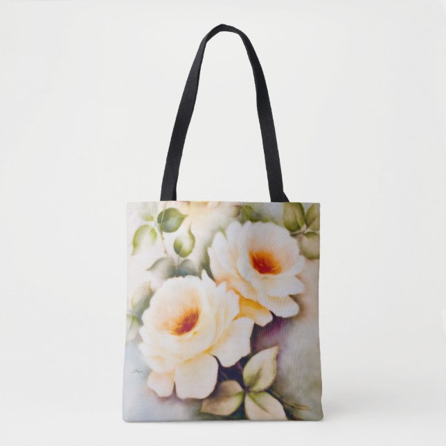 Bolsa Tote Creme Rosa (Frente)