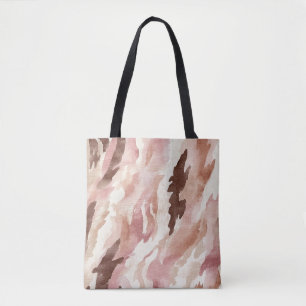 Bolsa Tote Creme Rosa Chocolate Castanho Abstrato Natal