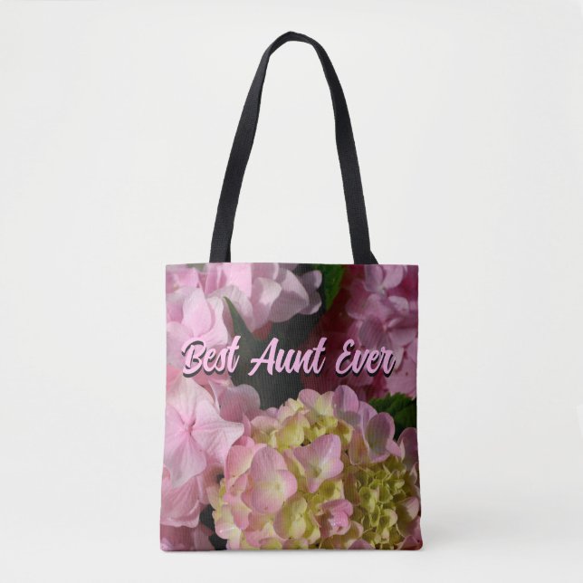 Bolsa Tote Creme rosa Hydrangeas amarelas cor-de-rosa floral  (Frente)