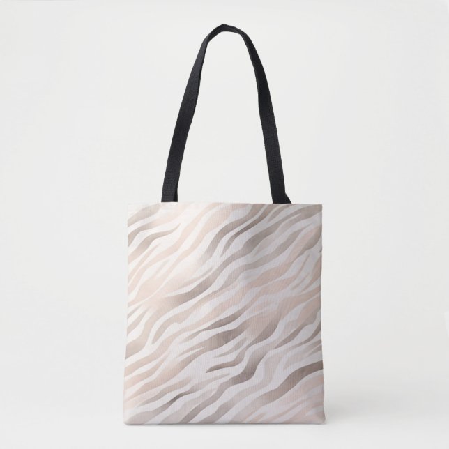 Bolsa Tote Creme-Zebra, cor-de-rosa (Frente)