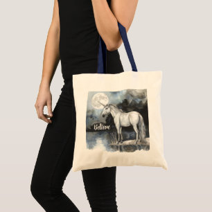 Bolsa Tote Crer na Lua Cheia Unicórnio