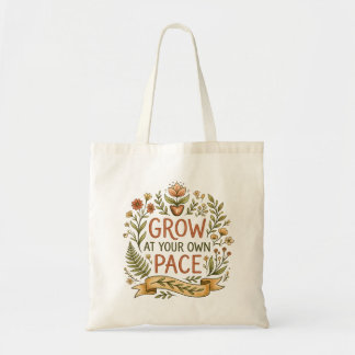 Bolsa Tote Cresça ao Seu Próprio Ritmo Floral Botânico Tote d