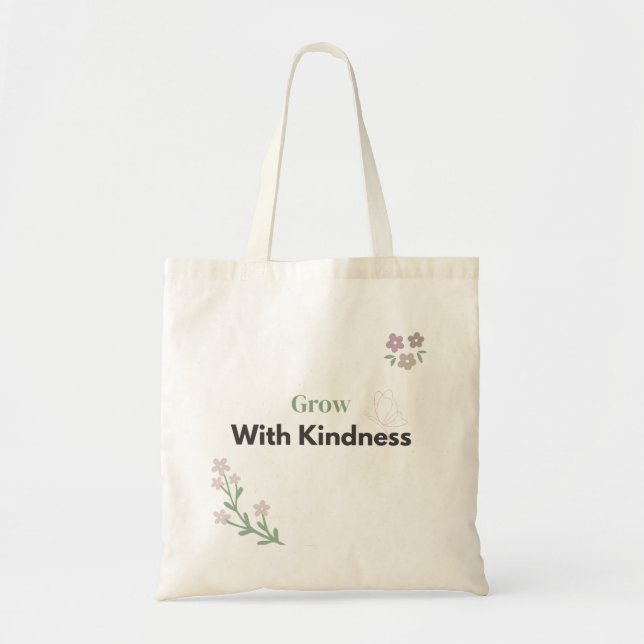 Bolsa Tote Cresça Com Gentileza Floral para Professores  (Frente)