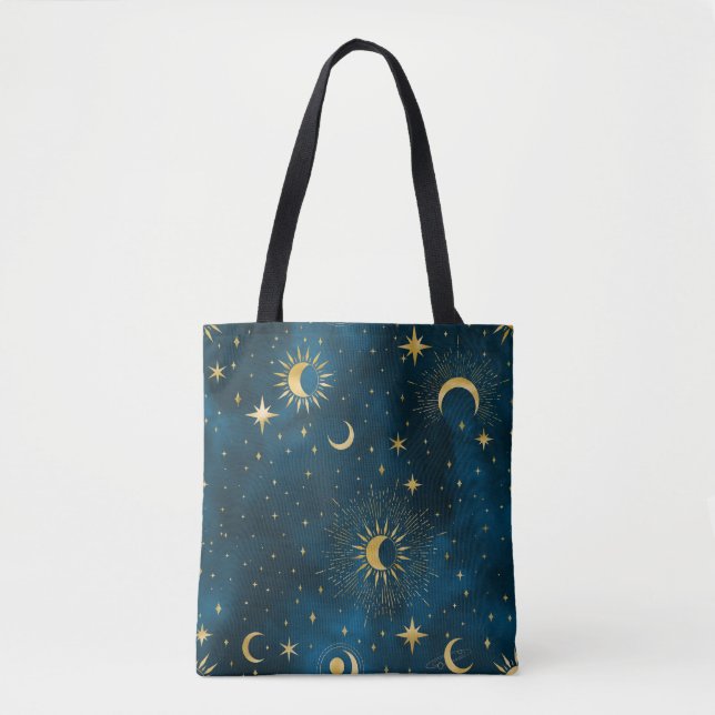 Bolsa Tote Crescent Moon Starry Night Celestial (Frente)