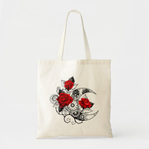 Bolsa Tote Crescente Mecânico com Rosas Vermelhas