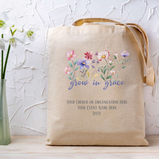 Bolsa Tote Crescer em Grace Wildflower Bíblia Personalizada (Criador carregado)