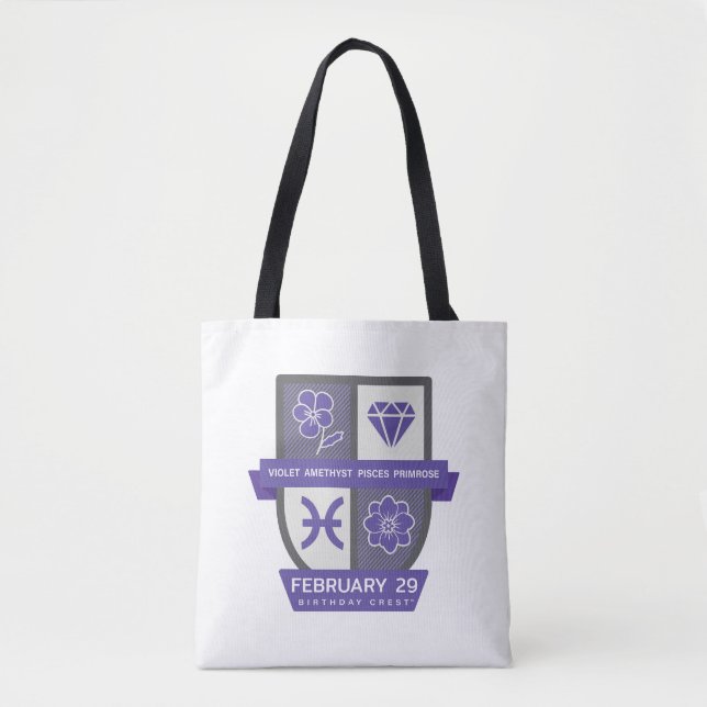 Bolsa Tote Crest™ de Aniversário de Peixes para 19-29 de Feve (Frente)