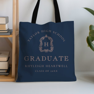 Bolsa Tote Crest Monograma Azul Marinho Rosa Graduação